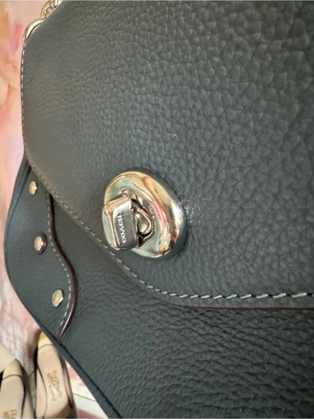 Coach Teal Pebbled Leather Shoulder Bag with Silver Hardware - Picture 3 of 9
